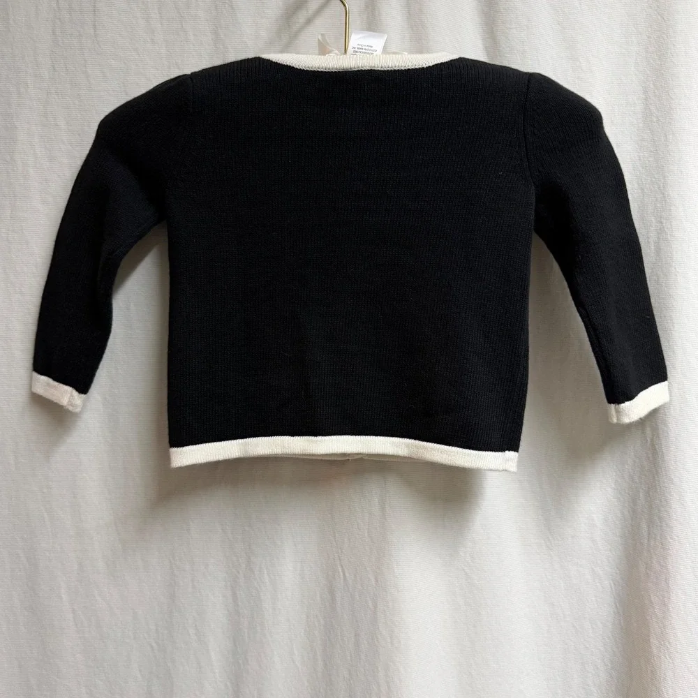 Gymboree Baby Girls Black White Bow Cardigan Sweater 12-18 Months
